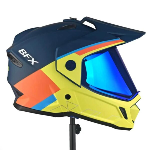 Casco de Moto BFox BFOX-8 ADV Radical - Diseño Neón Mate Visor Smoke Blue